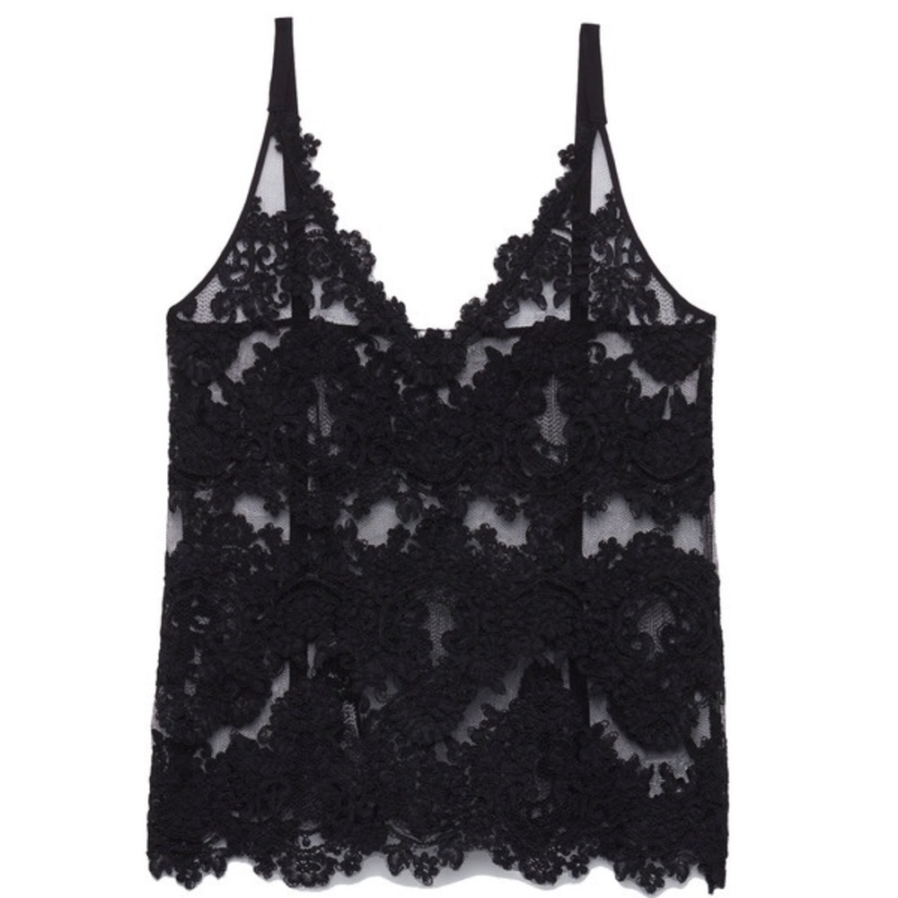 ARITZIA / BABATON NAVY FRANCK SHEER LACE CAMISOLE